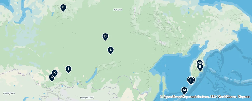 Karte von Russia's Natural Wonders