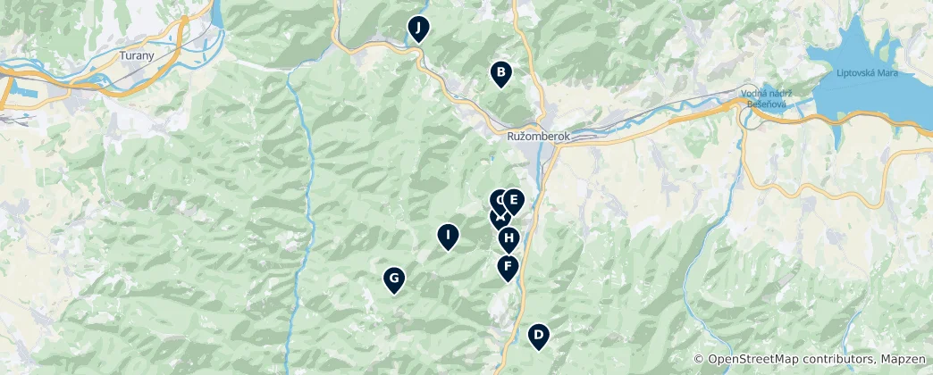 Map of Nature & Hiking around Ružomberok