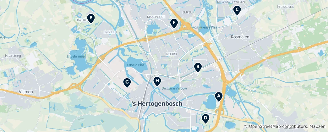 Map of Sports and Leisure in Den Bosch