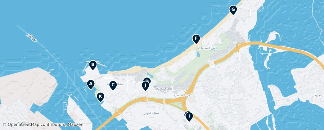 Map of Saadiyat Island's Must-See Treasures