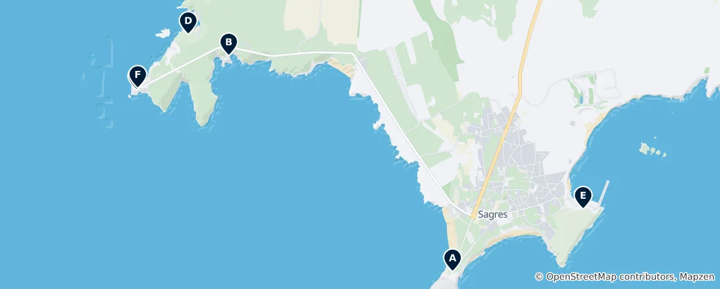 Mapa Historic Sites of Sagres