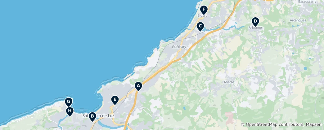 Mapa de Basque Pelota Courts