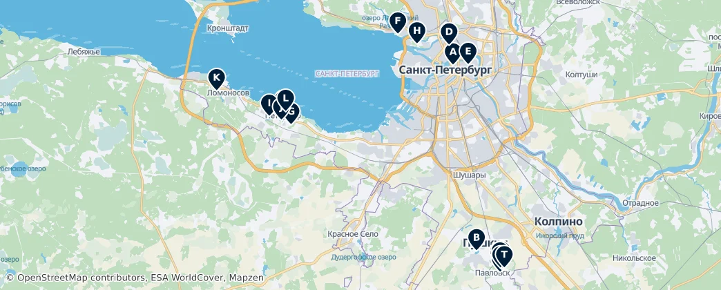 Map of St. Petersburg Parks and Gardens