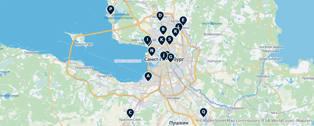 Mapa Top Shopping Destinations