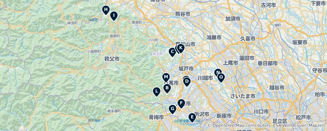 Mappa di Best Golf Courses in Saitama