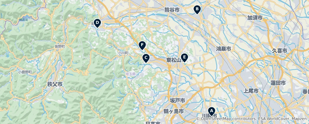 Map of Historic Castles of Saitama