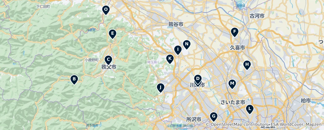 Mapa Spiritual Saitama: Temples & Shrines