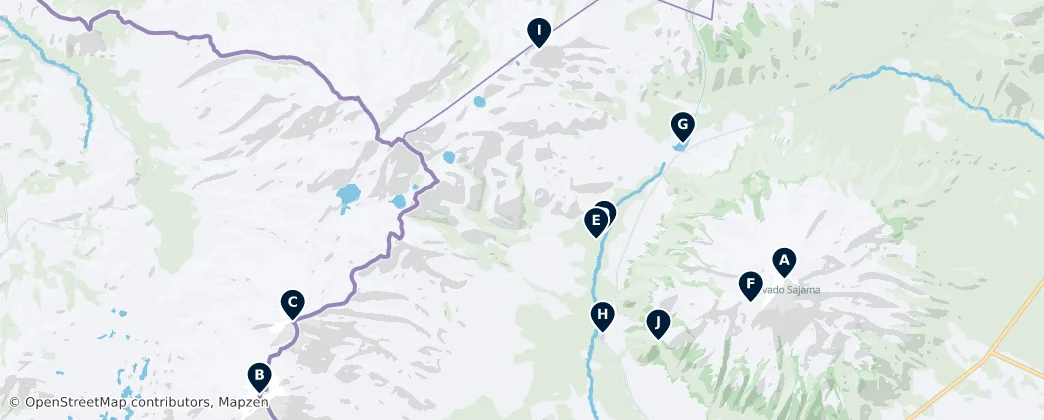 Sajama National Park Highlights — Mapa