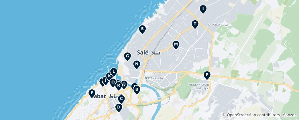Map of Rabat's Religious Landmarks