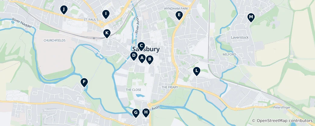 Mappa di Salisbury's Historic Pubs