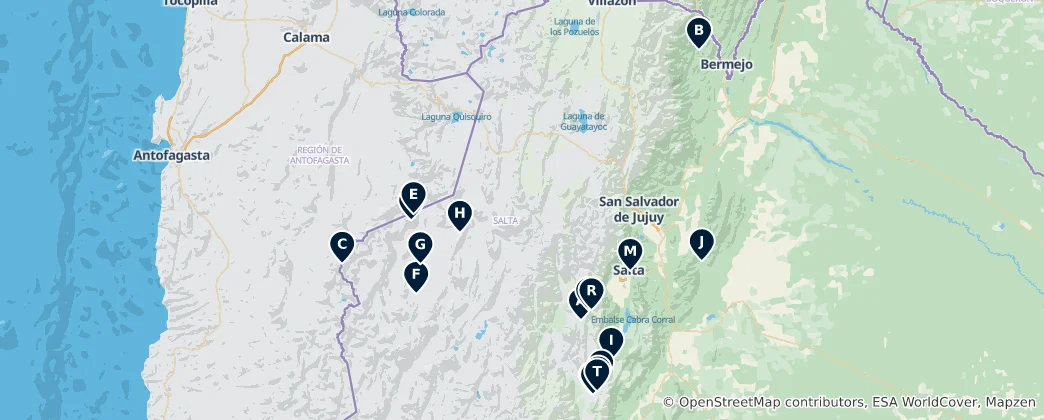 Map of Argentina's Natural Wonders