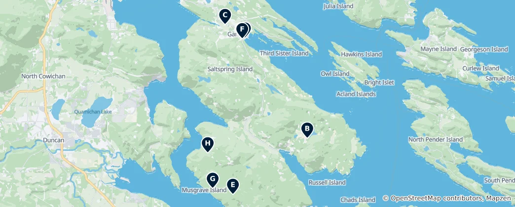 Mapa Saltspring Island Must-Sees