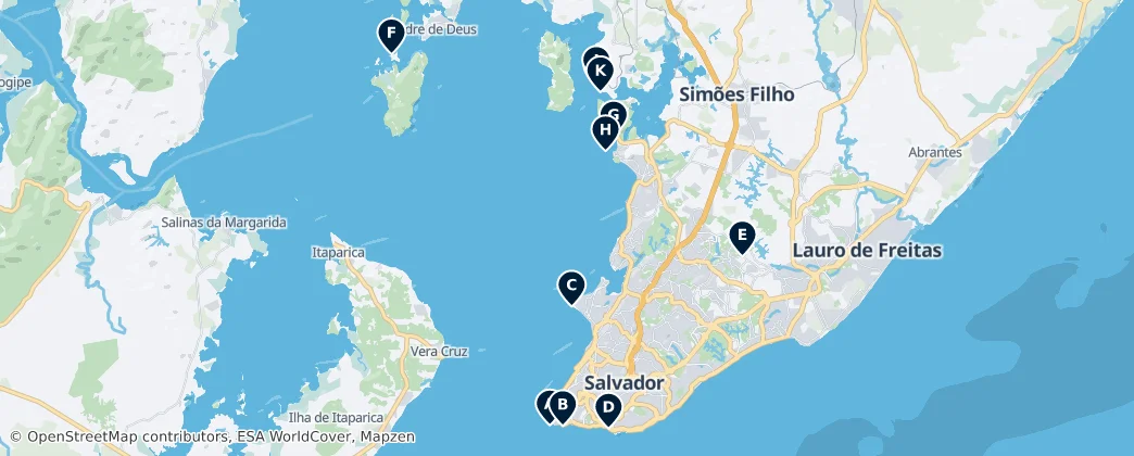 Map of Historic Landmarks of Salvador
