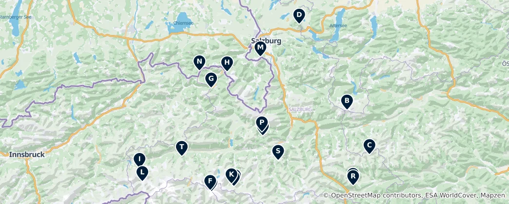 Mapa De Alpine Peaks & Huts