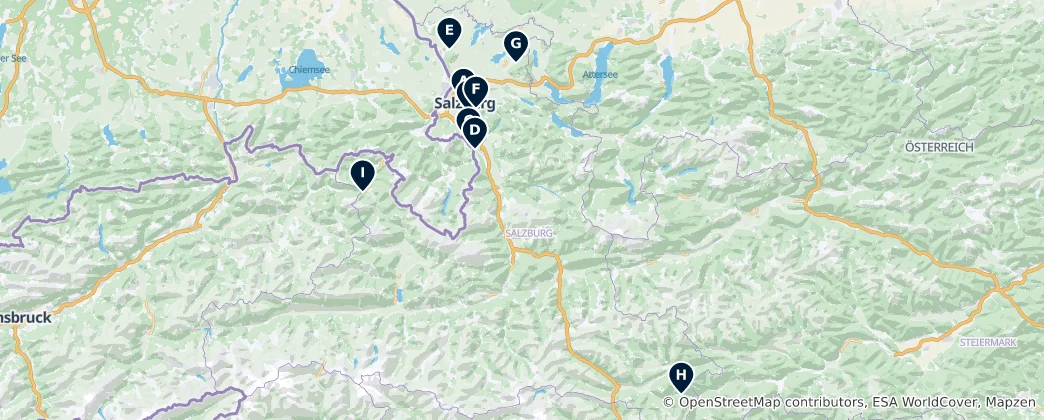 Map of Castles and Palaces of Salzburg
