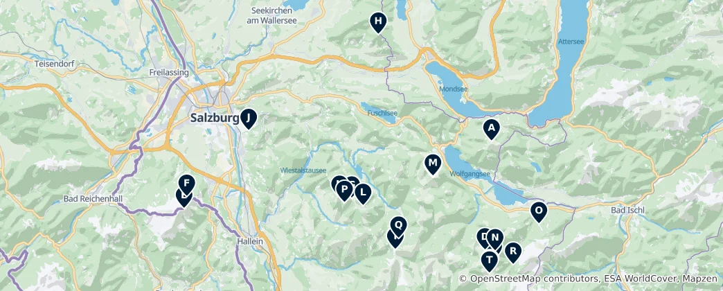 Map of Alpine Peaks and Huts