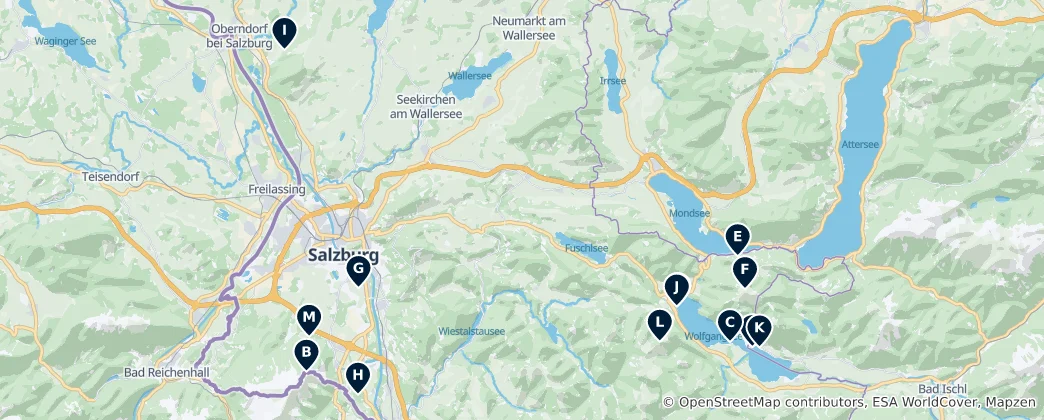 Mapa Absolutní nezbytnosti v okolí Salzburgu