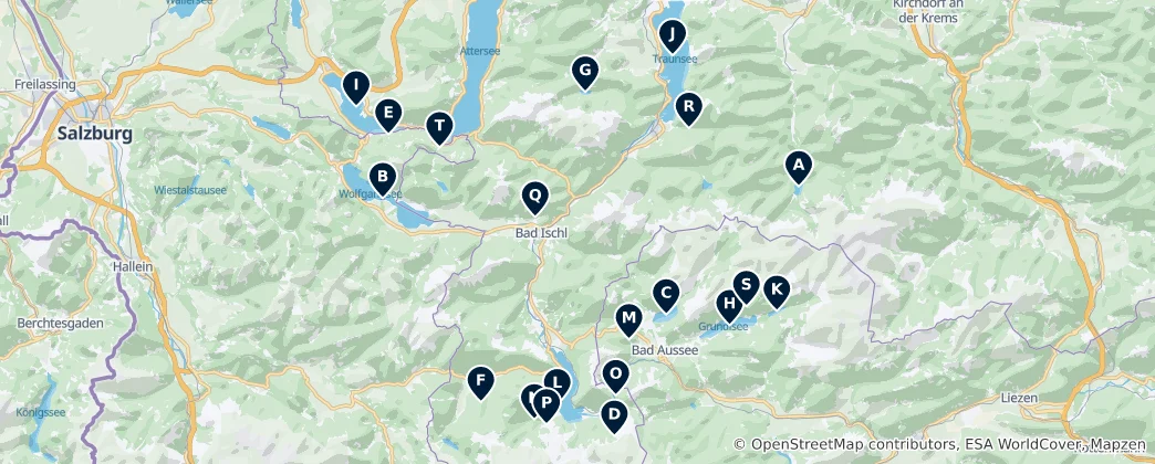 Mapa Salzkammergut Natural Wonders
