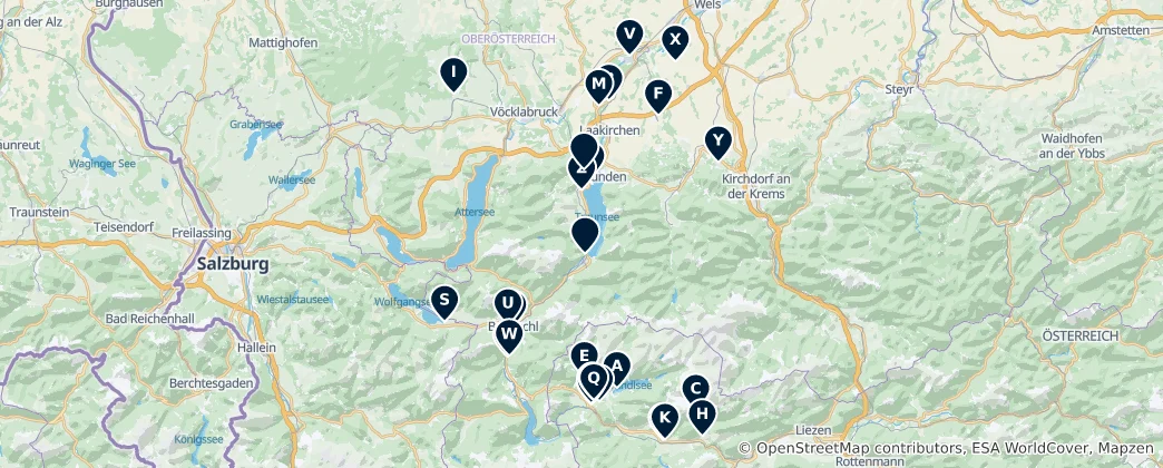 Map of Salzkammergut Religious Sites