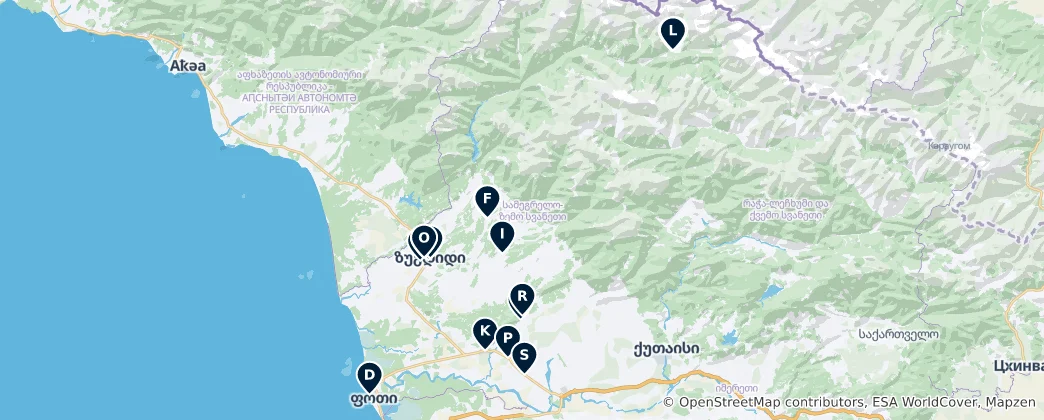 Map of Georgian Regional Flavors