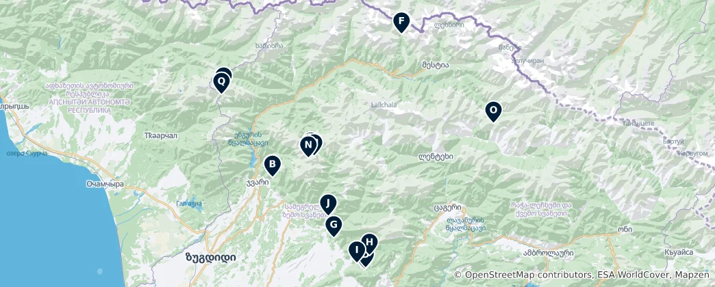 Mappa di Waterfalls and Lakes