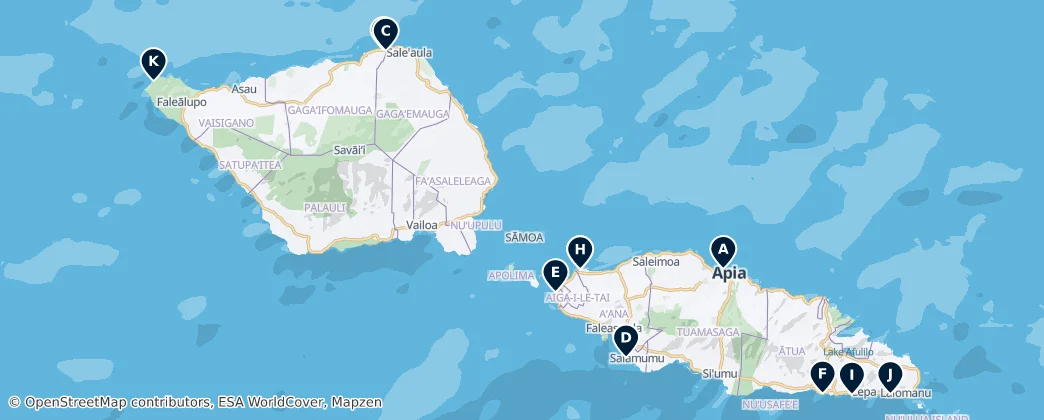 Best Places to Stay in Samoa — Map
