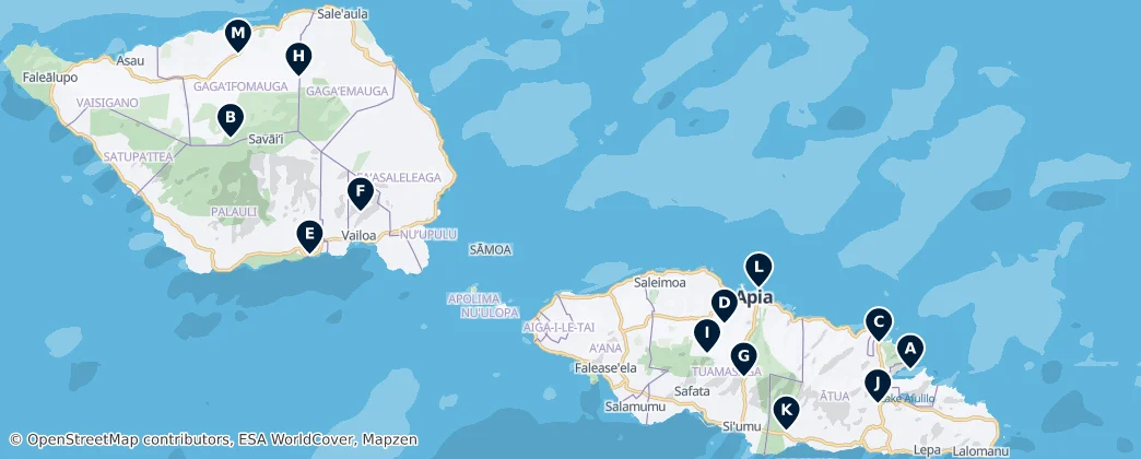 Natural Wonders of Samoa — Map