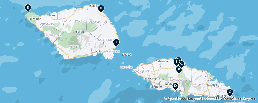 Mappa di Religious Sites in Samoa