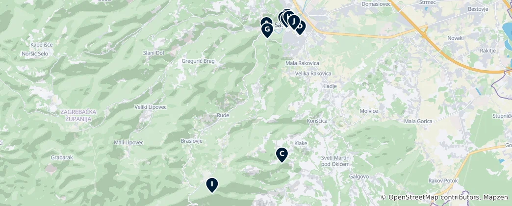 Map of Highlights of Samobor
