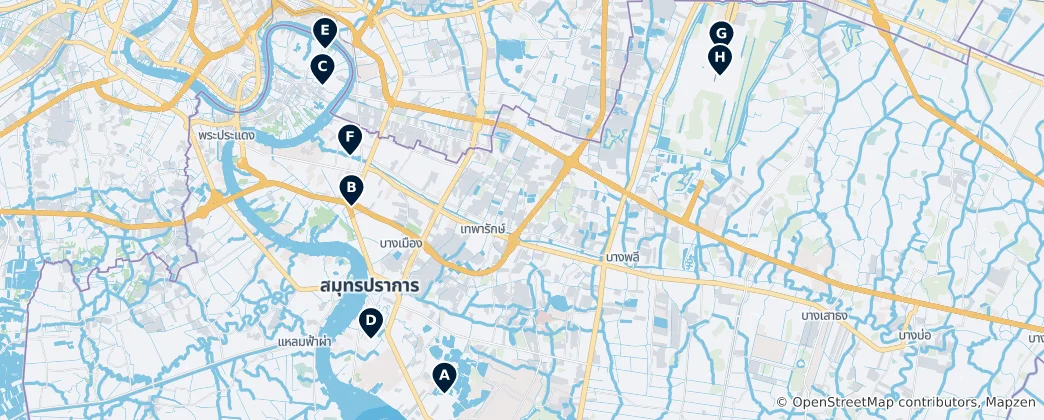 Map of Samut Prakan Province's Absolute Essentials