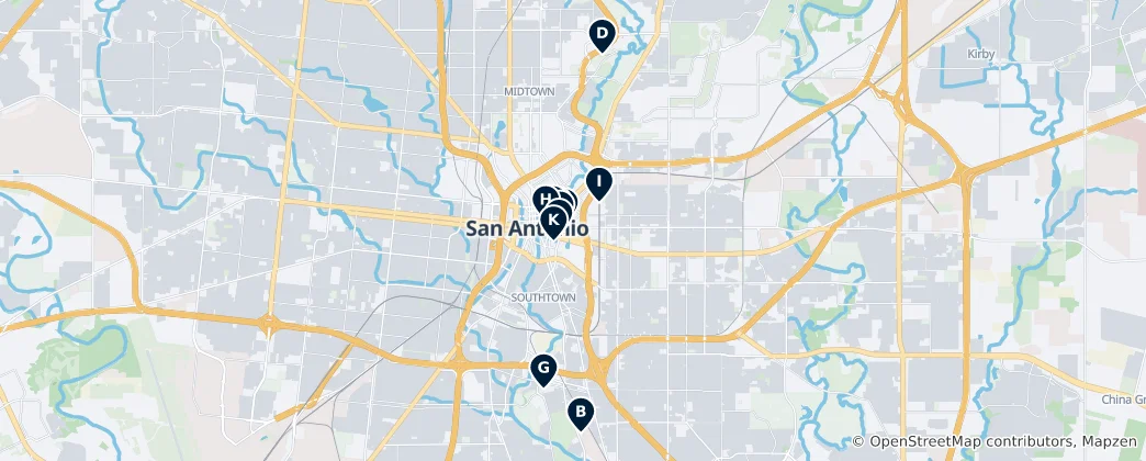 Karte von San Antonio Must-Sees
