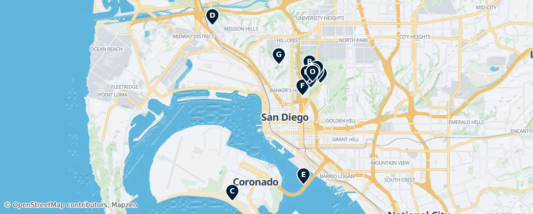 Map of San Diego's Absolute Essentials