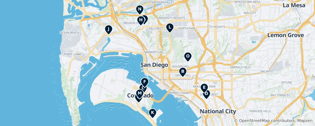 Карта San Diego's Sacred Sites