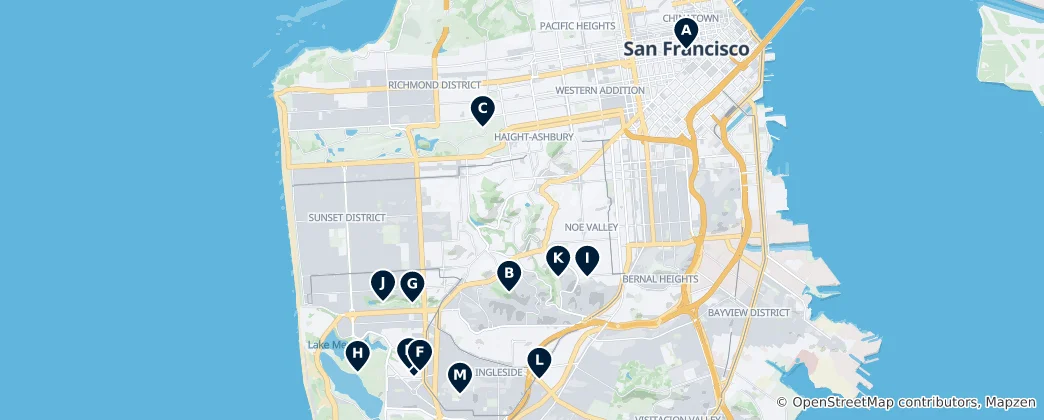 Mappa di Parchi e Giardini di San Francisco