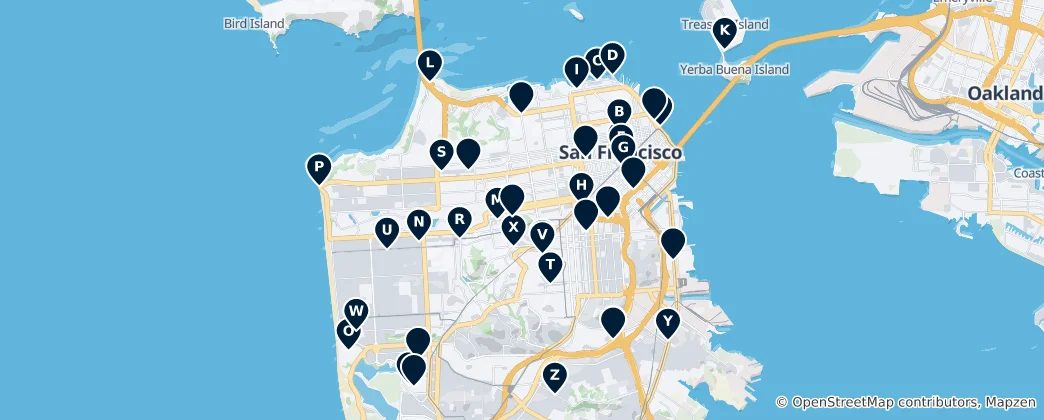 San Francisco Alışveriş Durakları Haritası
