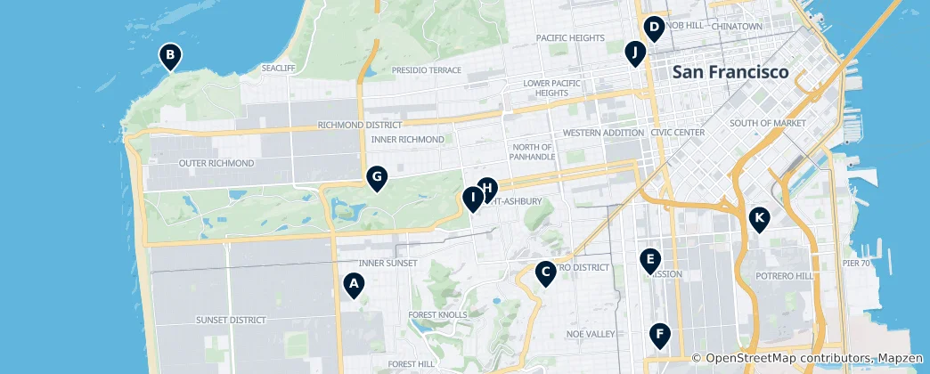 Mappa di San Francisco's Hidden Gems