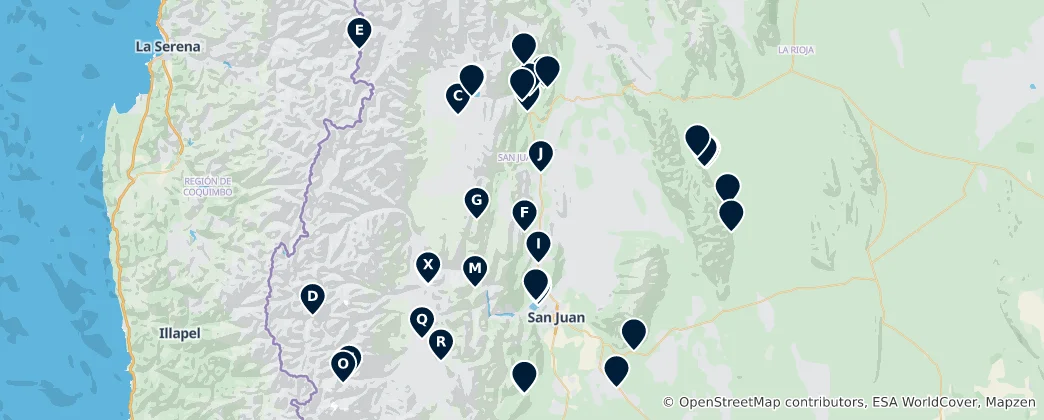 Mapa Camping and Alpine Shelters