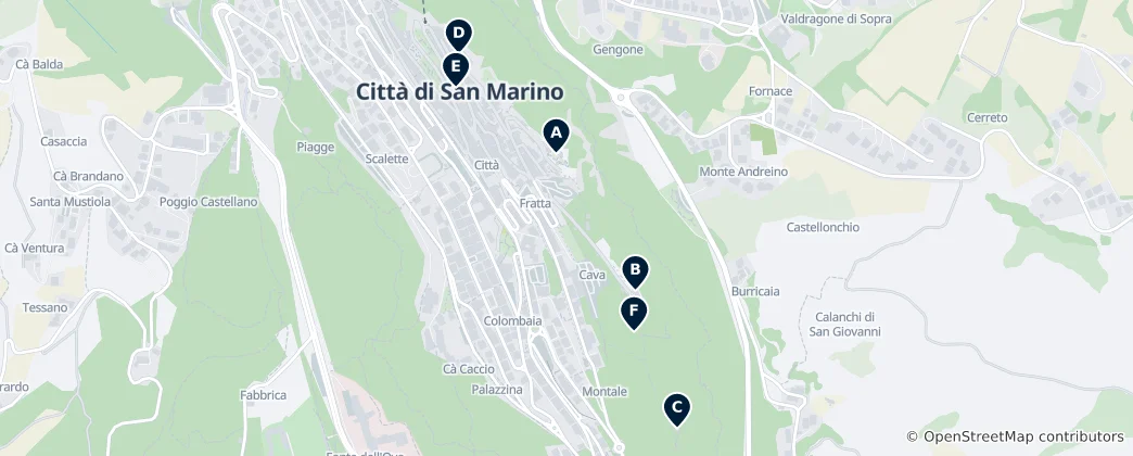 Map of Historic Landmarks of San Marino