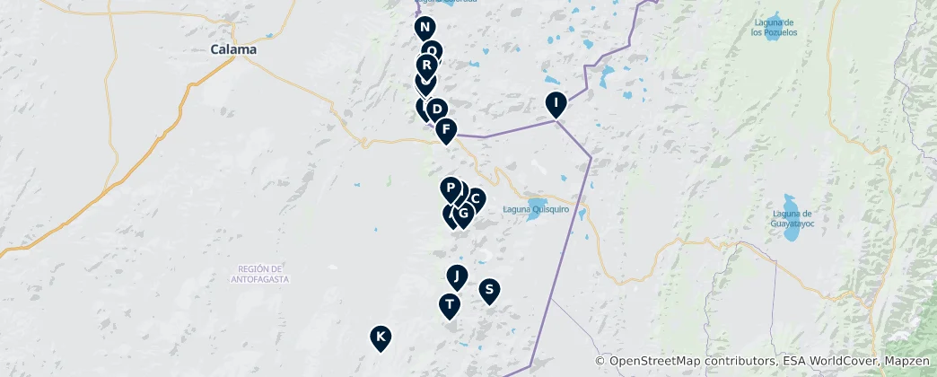Map of Andean Volcanoes