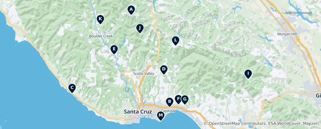 Mapa de Wineries and Craft Art