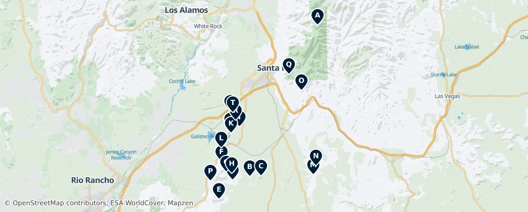 Map of Santa Fe Mountain Peaks