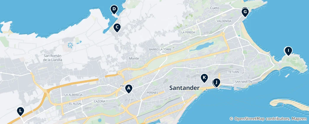 Mappa di Santander's Historical and Artistic Gems