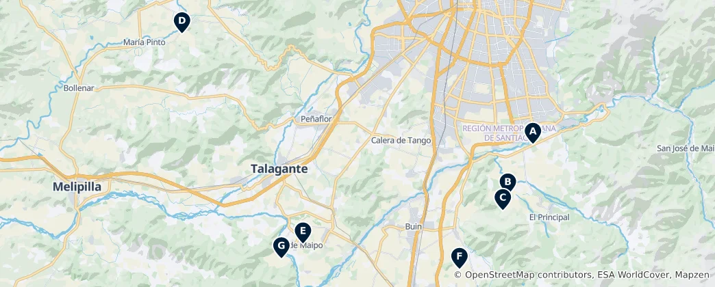 Mapa Chilean Wineries and Vineyards