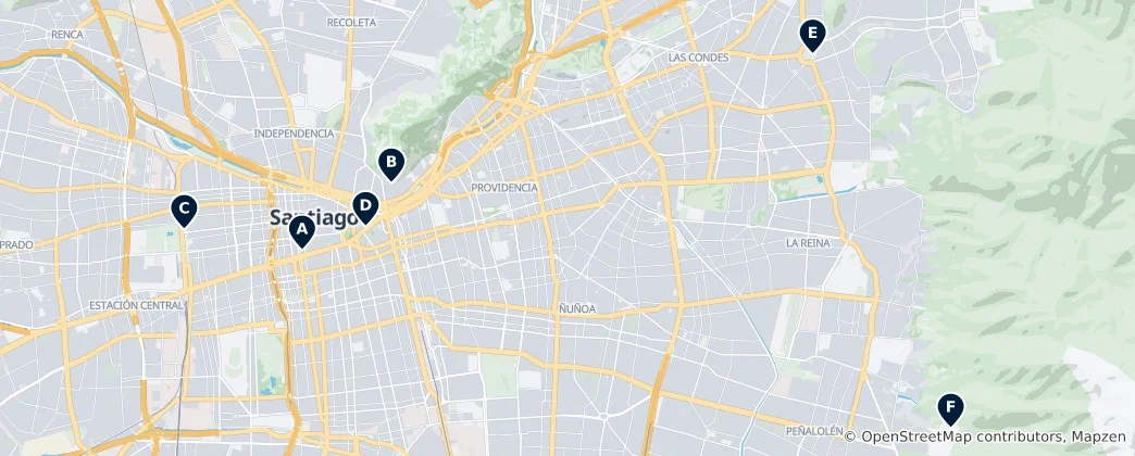Map of Editor's Choice: Santiago Highlights