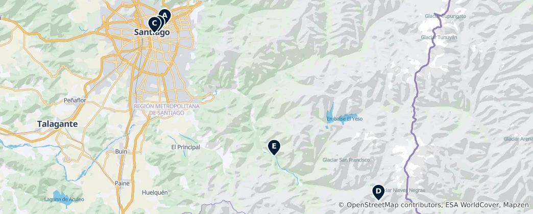 Mapa Santiago's Hidden Gems
