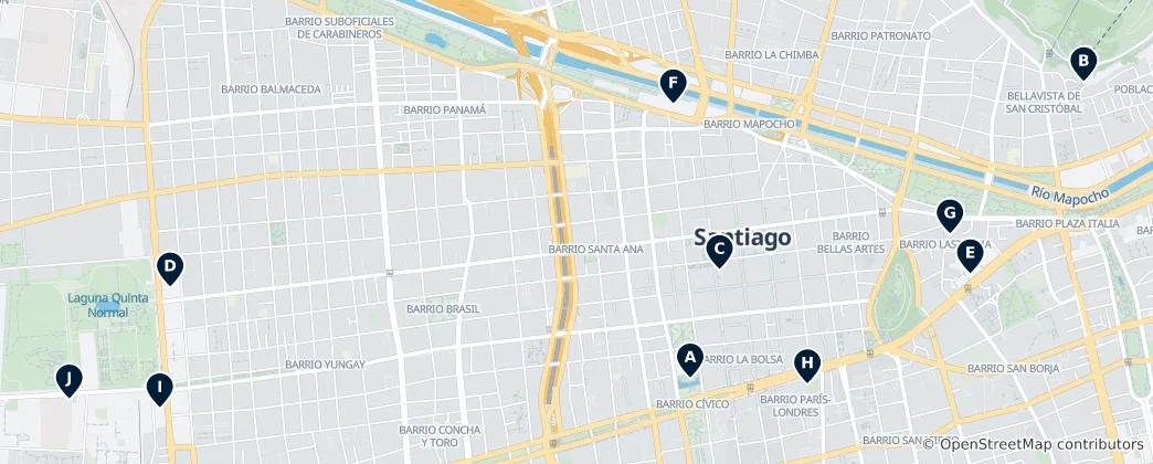 Mapa De Museos y Galerías de Santiago