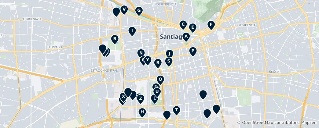 Mapa De Parques y Jardines de Santiago