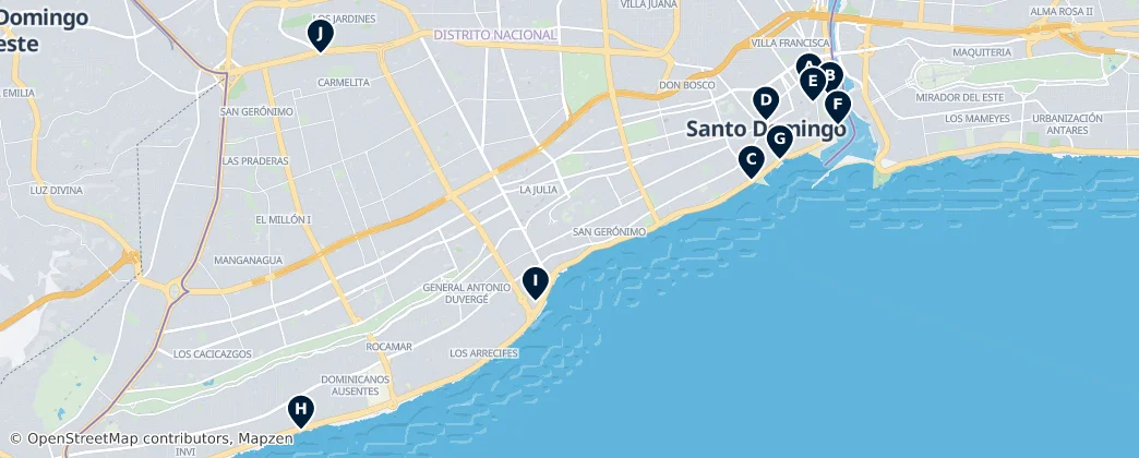 Map of Historic Landmarks of Santo Domingo