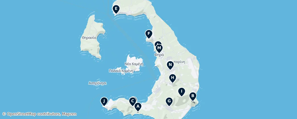 Santorini Ruins and History — Mapa