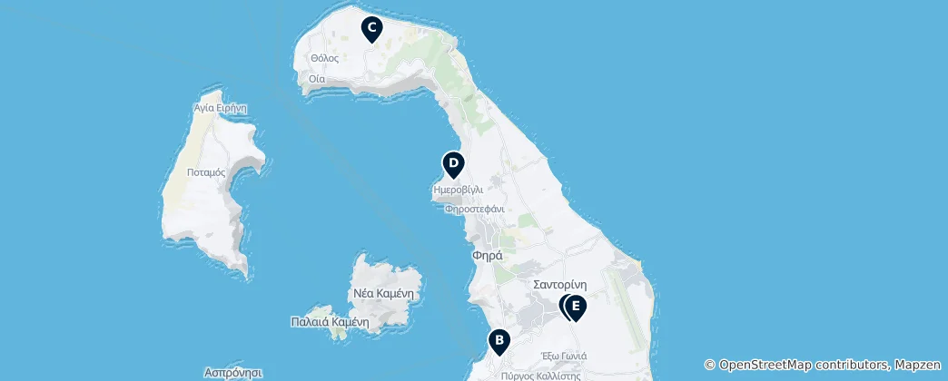 Mapa Santorini Wine Experiences